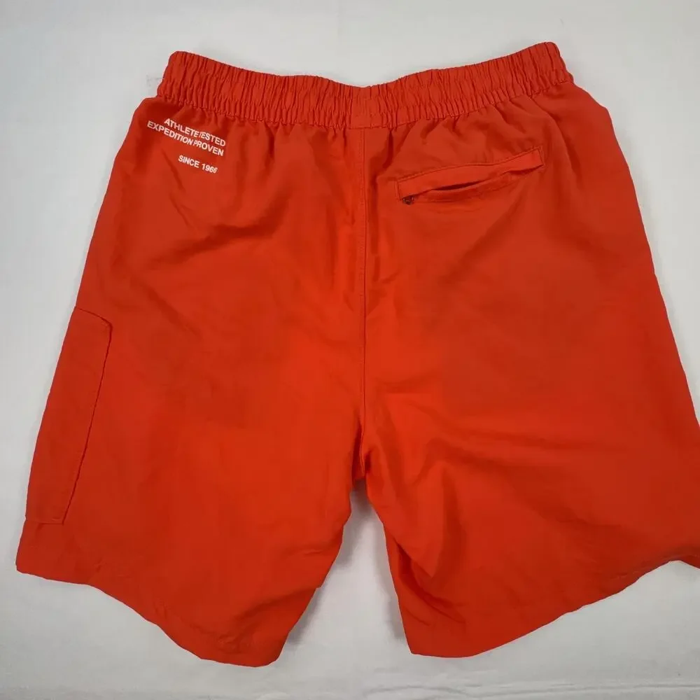The North Face Swim Shorts Mens Small Orange Lined Elastic Waist Logo Pocket